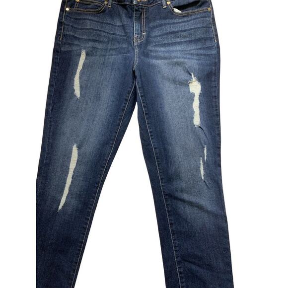 Jennifer Lopez Skinny Jeans Women's Size 16 Distressed Whiskers Stretch Faded - Picture 9 of 12